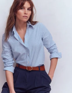 Boden Tenues De Travail|Chemises & Blouses-Chemise Sienna en coton Bleu à Fines Rayures