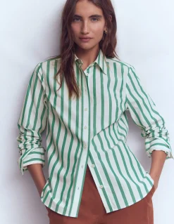 Boden Chemises & Blouses|Tops & T-Shirts-Chemise Sienna en coton Rayé vert et ivoire