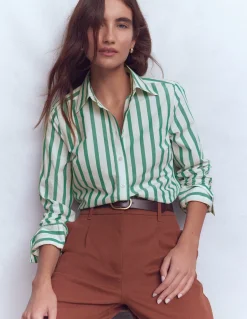 Boden Chemises & Blouses|Tops & T-Shirts-Chemise Sienna en coton Rayé vert et ivoire
