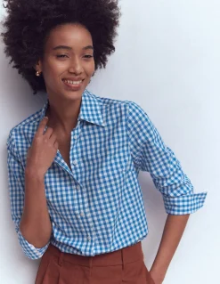 Boden Chemises & Blouses|Tops & T-Shirts-Chemise Sienna en coton Vichy Bleu