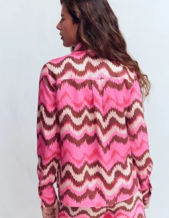 Boden Ensembles Assortis|Tops & T-Shirts-Chemise Sienna en lin Rose puissant, motif Ikat
