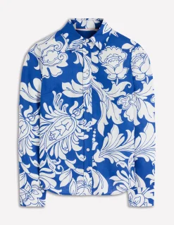 Boden Chemises & Blouses|Tops & T-Shirts-Chemise Sienna en lin Bleu, motif Botanical Flourish