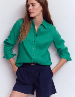Boden Chemises & Blouses|Tops & T-Shirts-Chemise Sienna en lin Bleu sarcelle profond