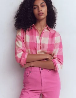 Boden Chemises & Blouses|Tops & T-Shirts-Chemise Sienna en lin Vichy Rose