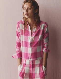 Boden Chemises & Blouses|Tops & T-Shirts-Chemise Sienna en lin Vichy Rose