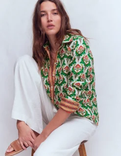Boden Chemises & Blouses|Tops & T-Shirts-Chemise Sienna en lin Multi, motif Ornamental Stamp