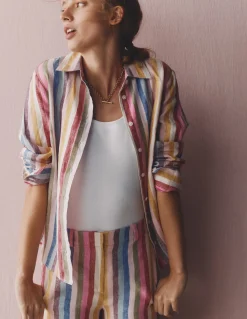 Boden Chemises & Blouses|Ensembles Assortis-Chemise Sienna en lin À Rayures Multicolores