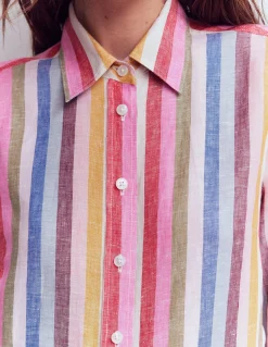 Boden Chemises & Blouses|Ensembles Assortis-Chemise Sienna en lin À Rayures Multicolores
