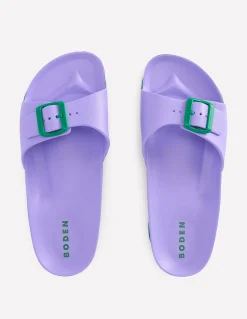 Boden Chaussures Plates|Sandales-Claquettes Lyla à boucle unique Lilas/vert