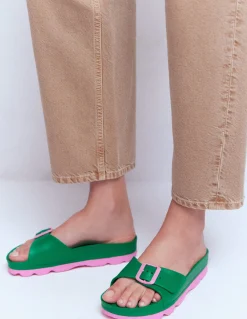 Boden Chaussures Plates|Sandales-Claquettes Lyla à boucle unique Vert/rose