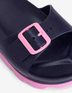 Boden Chaussures Plates|Sandales-Claquettes Lyla à boucle unique Bleu marine/rose