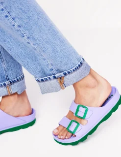 Boden Chaussures Plates|Sandales-Claquettes Lyla à double boucle Violet Lavande