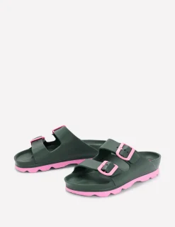 Boden Chaussures Plates|Sandales-Claquettes Lyla à double boucle Kaki/rose