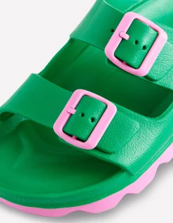 Boden Chaussures Plates|Sandales-Claquettes Lyla à double boucle Émeraude profond/rose tendre