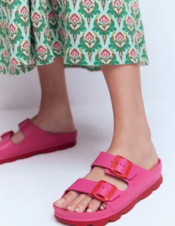 Boden Chaussures Plates|Sandales-Claquettes Lyla à double boucle Rose/rouge