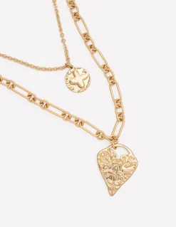 Boden Bijoux-Collier effet accumulation à cœur estampé Doré