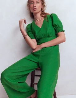 Boden Robes & Combinaisons|Robes Coupe Petite-Combinaison Anna en lin Vert des Highlands