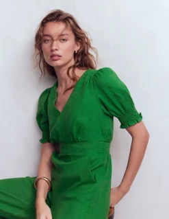 Boden Robes & Combinaisons|Robes Coupe Petite-Combinaison Anna en lin Vert des Highlands
