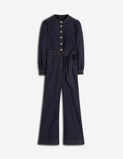 Boden Robes & Combinaisons|Robes Coupe Petite-Combinaison bootcut boutonnée en jean Indigo