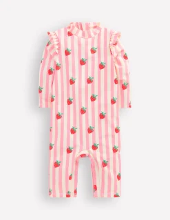 Boden Maillots & Tenues De Plage-Combinaison de surf à protection solaire fille Rayé fraise rose