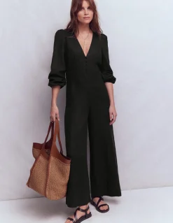 Boden Robes & Combinaisons|Robes Coupe Petite-Combinaison Lola en lin Noir