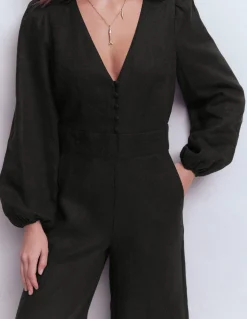 Boden Robes & Combinaisons|Robes Coupe Petite-Combinaison Lola en lin Noir