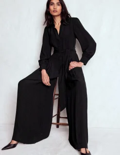 Boden Robes & Combinaisons|Robes Coupe Petite-Combinaison palazzo boutonnée Noir