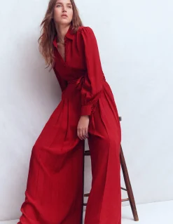 Boden Robes & Combinaisons|Robes Coupe Petite-Combinaison palazzo boutonnée Pourpre