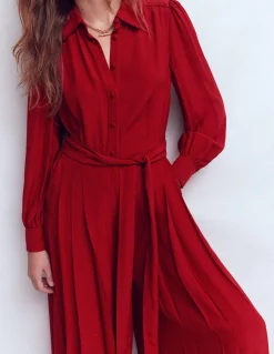 Boden Robes & Combinaisons|Robes Coupe Petite-Combinaison palazzo boutonnée Pourpre