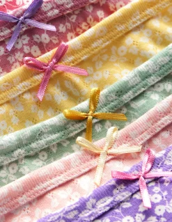 Boden Sous-Vêtements-7 culottes en pointelle Motif Ditsy Vine multi