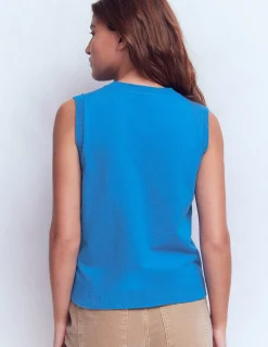 Boden Tenues De Travail|Pulls & Gilets-Débardeur à col rond Emilia en coton Bleu Martin-pêcheur