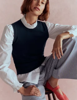 Boden Tenues De Travail|Pulls & Gilets-Débardeur à col rond Emilia en coton Bleu Marine