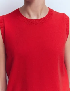 Boden Tenues De Travail|Pulls & Gilets-Débardeur à col rond Emilia en coton Rouge Mérida