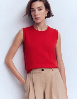 Boden Tenues De Travail|Pulls & Gilets-Débardeur à col rond Emilia en coton Rouge Mérida