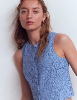 Boden Chemises & Blouses|Ensembles Assortis-Débardeur Andrea en dentelle Bleu barbeau