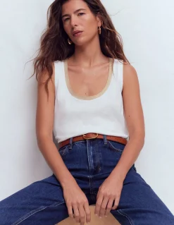 Boden Tops & T-Shirts-Débardeur col U à détails métallisés Blanc