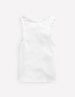 Boden Tops & T-Shirts-Débardeur côtelé à bordure en dentelle Blanc