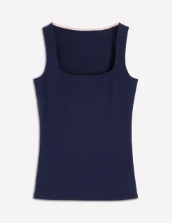 Boden Tenues De Travail|Tops & T-Shirts-Débardeur double épaisseur à col carré Bleu marine