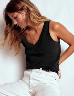 Boden Tops & T-Shirts-Débardeur flammé à col V Noir