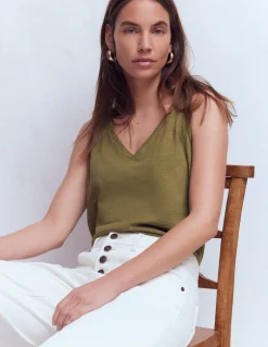 Boden Tops & T-Shirts-Débardeur flammé à col V Olive Capulet