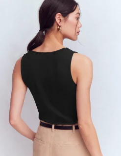 Boden Tops & T-Shirts-Débardeur Flora ultra-doux à détails en dentelle Beauté noire