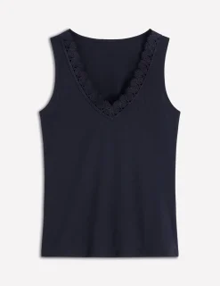 Boden Tops & T-Shirts-Débardeur Flora ultra-doux à détails en dentelle Blazer bleu marine