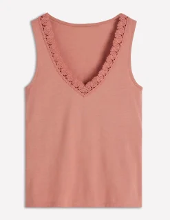 Boden Tops & T-Shirts-Débardeur Flora ultra-doux à détails en dentelle Rose vintage