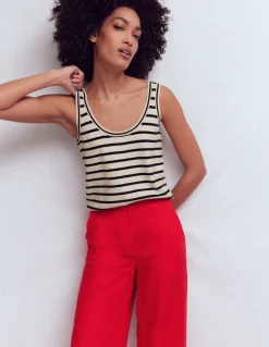 Boden Tenues De Travail|Ensembles Assortis-Débardeur Liz en maille Ivoire, bleu marine