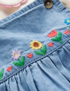 Boden Barboteuses & Ensembles-Ensemble avec robe chasuble brodée Broderie florale chambray