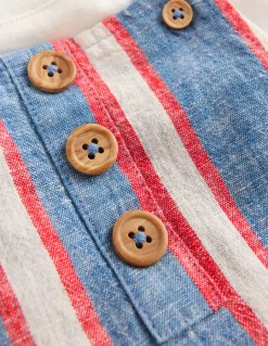 Boden Barboteuses & Ensembles-Ensemble avec salopette courte tissée Rayé bleu et rouge