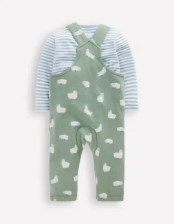 Boden Barboteuses & Ensembles-Ensemble avec salopette en jersey Mouton vert