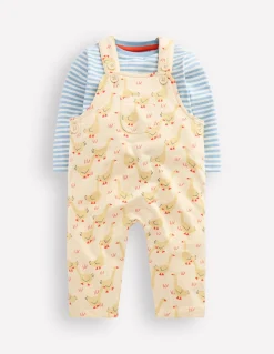 Boden Barboteuses & Ensembles-Ensemble avec salopette en jersey Oies écru