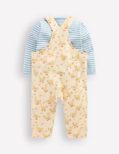 Boden Barboteuses & Ensembles-Ensemble avec salopette en jersey Oies écru