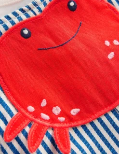 Boden Barboteuses & Ensembles-Ensemble avec salopette tissée fantaisie Crabe rayé bleu